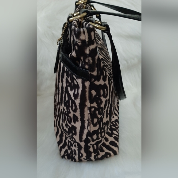 COACH Signature Leopard Ocelot Animal Print Zip Tote Shoulder Bag - Picture 5 of 12